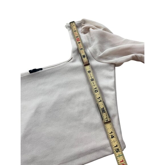 Windsor Y2K Milkmaid Crop Top Womens Medium Ivory Solid Balloon Sleeve Peasant - Picture 9 of 10